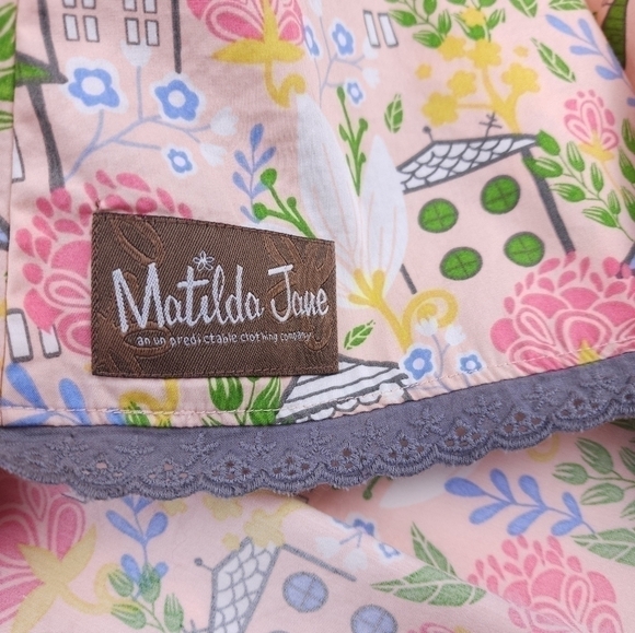 New Matilda Jane Pink Floral Green Blue Boho Striped High Waist Skirt Sz… - Picture 5 of 12